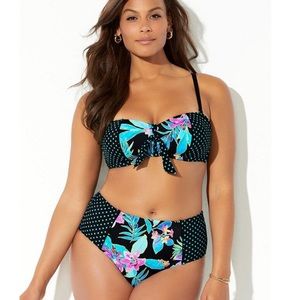 NWT Swimsuits for All polka dot floral bikini